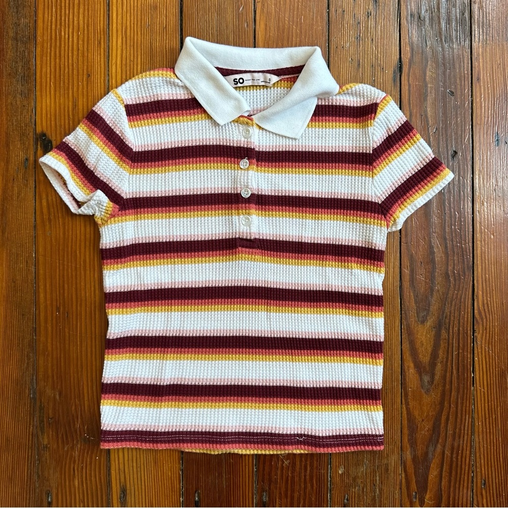 Sonoma striped waffle polo XS